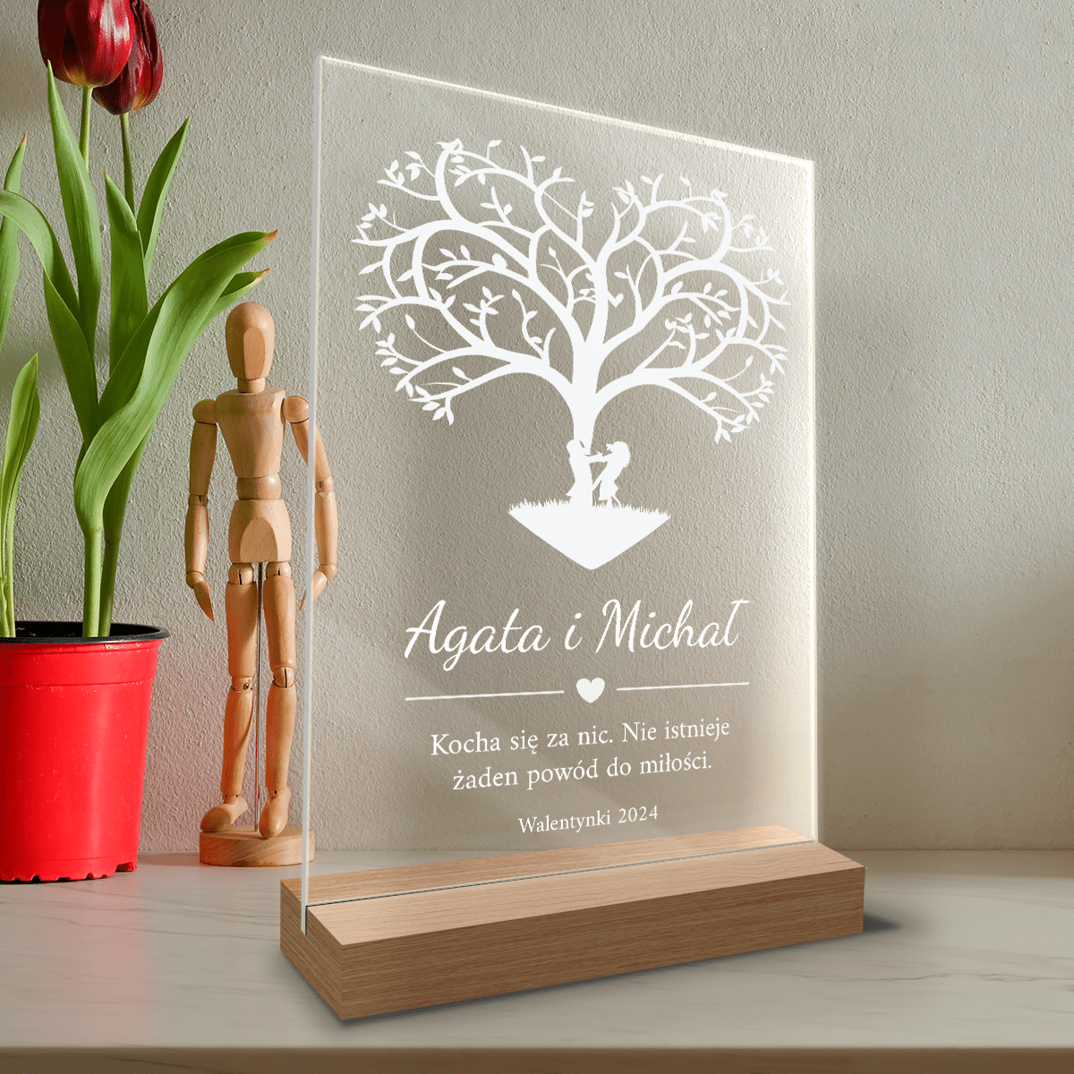 Drzewo zakochanych - Druk na szkle, spersonalizowany prezent dla pary - Adamell.pl