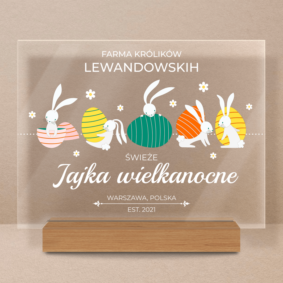 Farma królików - Druk na szkle, spersonalizowany prezent na Wielkanoc - Adamell.pl