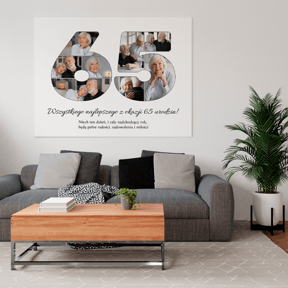 Fotokolaż na 65. urodziny - druk na płótnie, spersonalizowany prezent dla kobiety - Adamell.pl