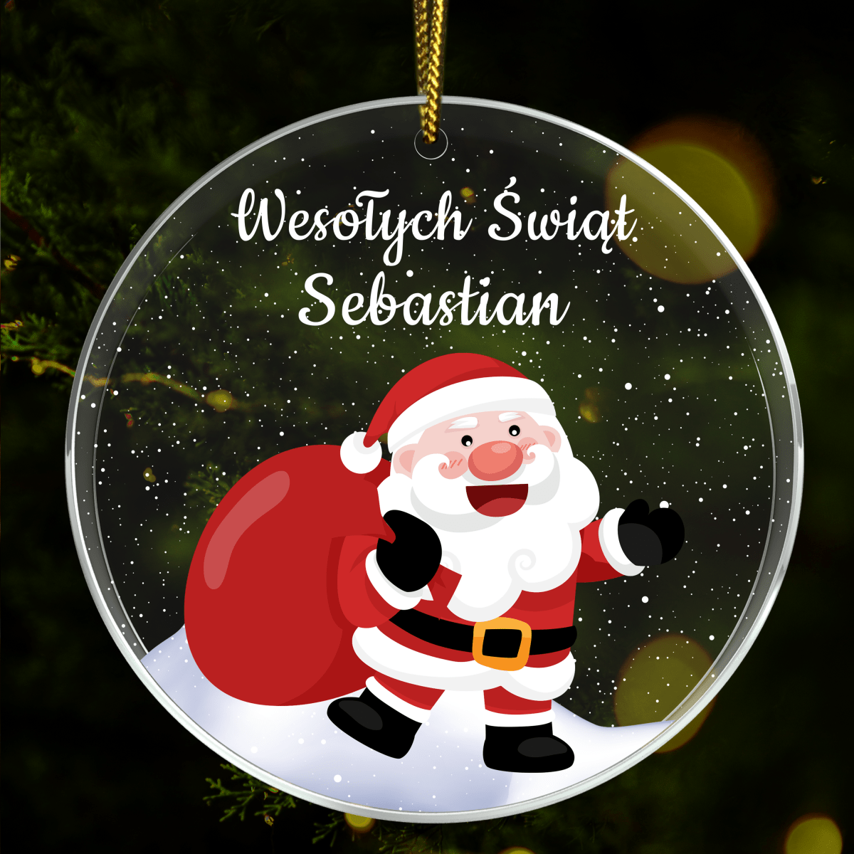 Gwiazdkowa grafika + imię - bombka choinkowa, spersonalizowany prezent dla chłopaka - Adamell.pl