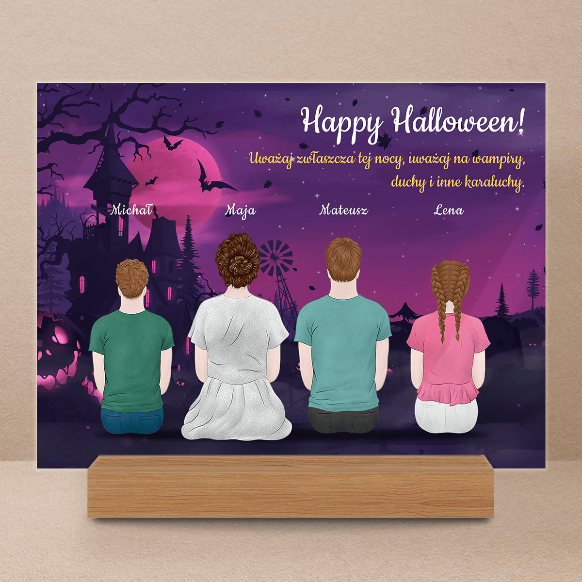 Happy Halloween - Druk na szkle, spersonalizowany prezent dla rodziny - Adamell.pl