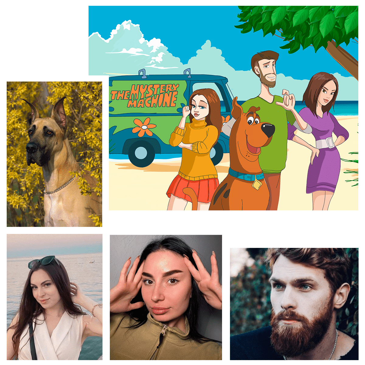 Ilustracja w stylu Scooby Doo - druk na płótnie, spersonalizowany prezent dla przyjaciela - Adamell.pl