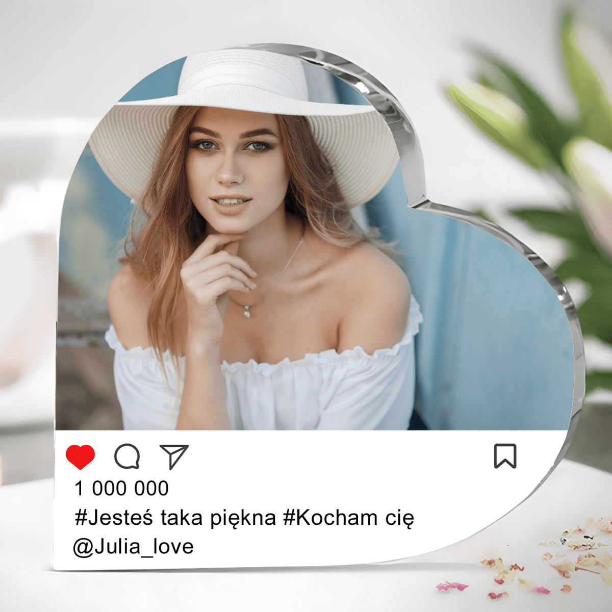 Instagramowy post - Szklane serce, spersonalizowany prezent dla niej - Adamell.pl