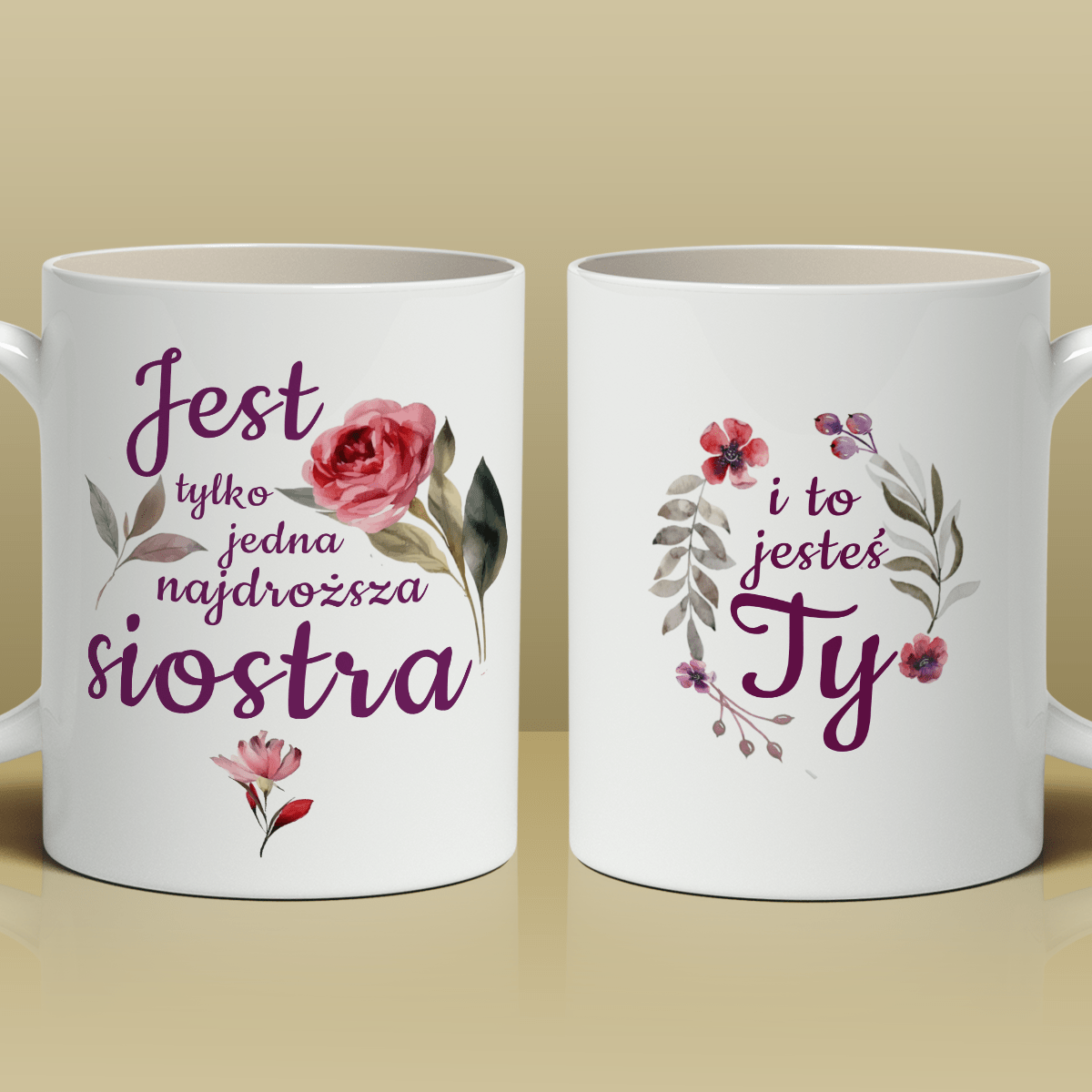 Jedyna siostra - 1x Kubek z nadrukiem, spersonalizowany prezent dla siostry - Adamell.pl