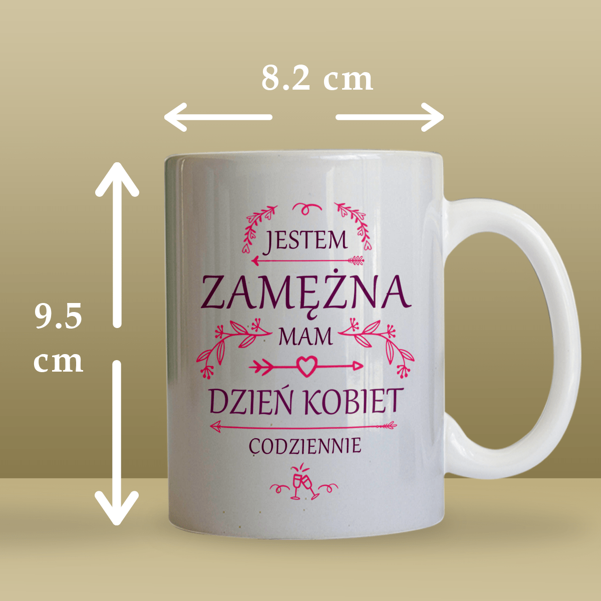 Jestem zamężna - 1x Kubek z nadrukiem, spersonalizowany prezent dla kobiety - Adamell.pl