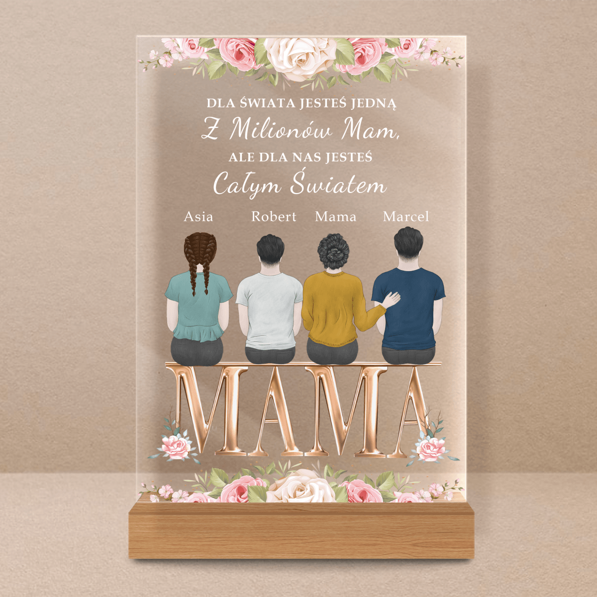 Jesteś dla nas całym światem - Druk na szkle, spersonalizowany prezent dla mamy - Adamell.pl - Wyjątkowe Prezenty