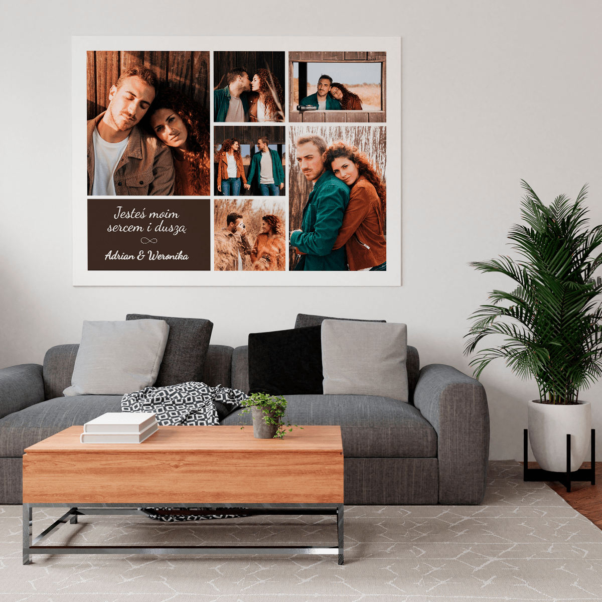 Jesteś moim sercem kolaż - druk na płótnie, spersonalizowany prezent - Adamell.pl