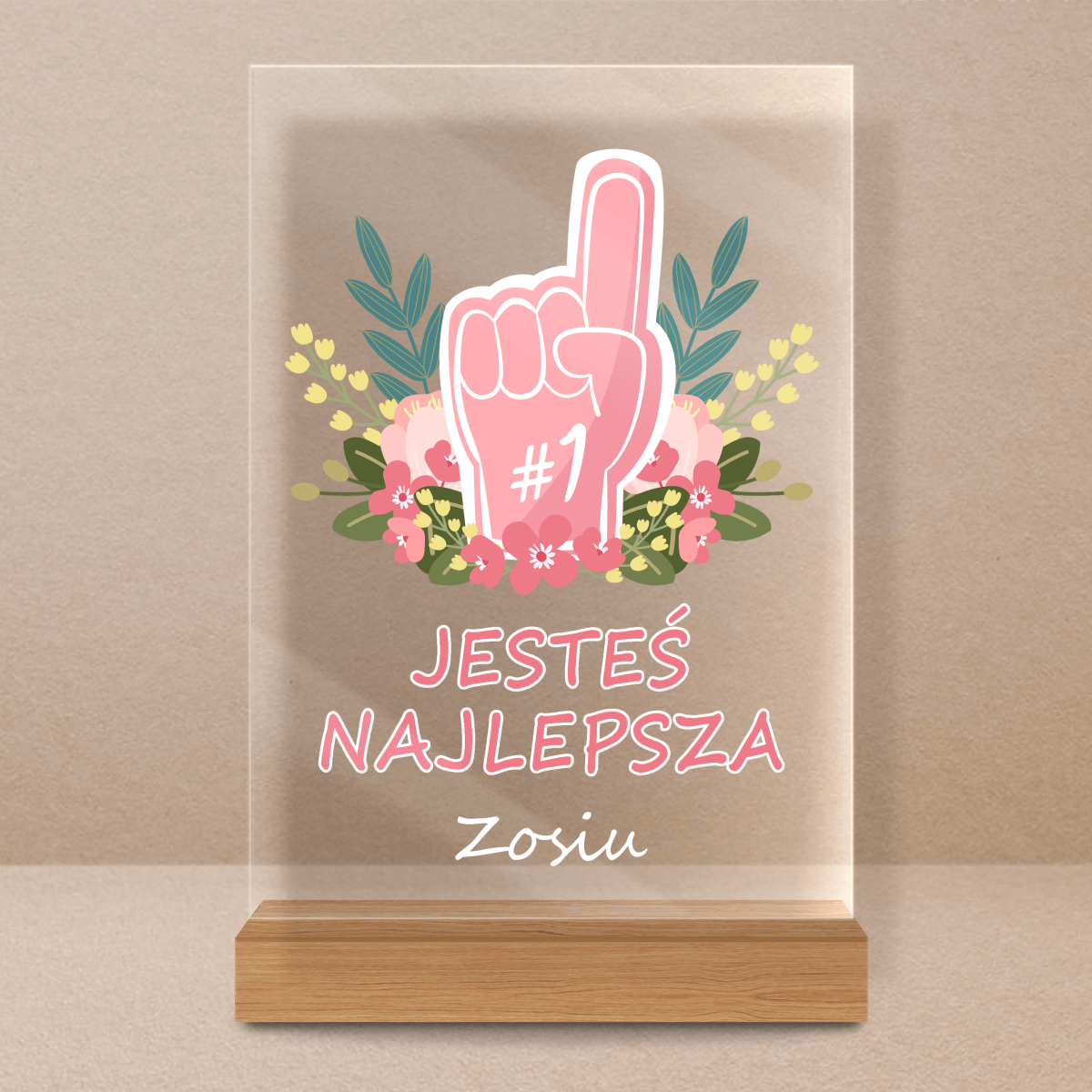 Jesteś najlepsza - Druk na szkle, spersonalizowany prezent dla niej - Adamell.pl - Wyjątkowe Prezenty