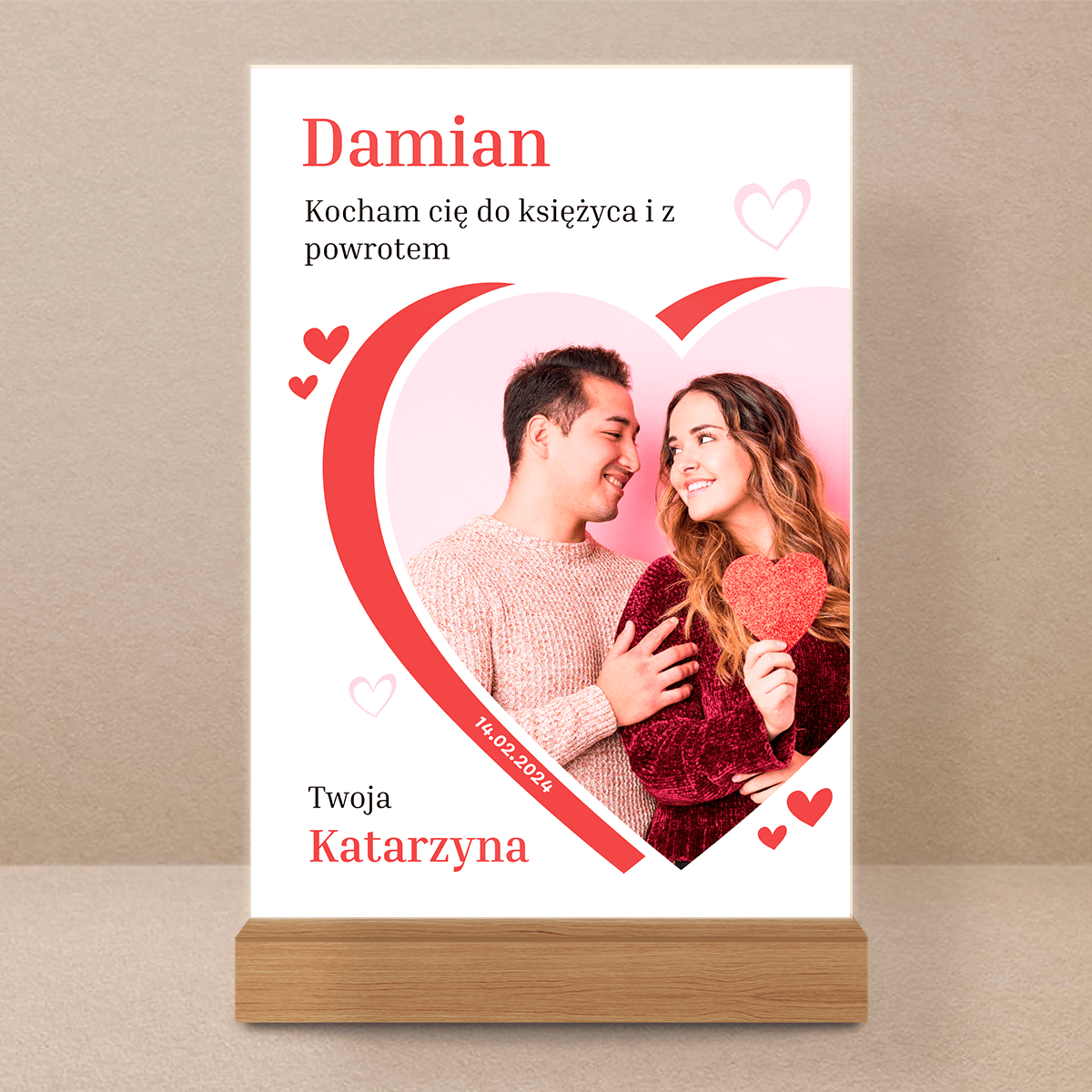 Kocham Cię do księżyca - Druk na szkle, spersonalizowany prezent dla niego - Adamell.pl