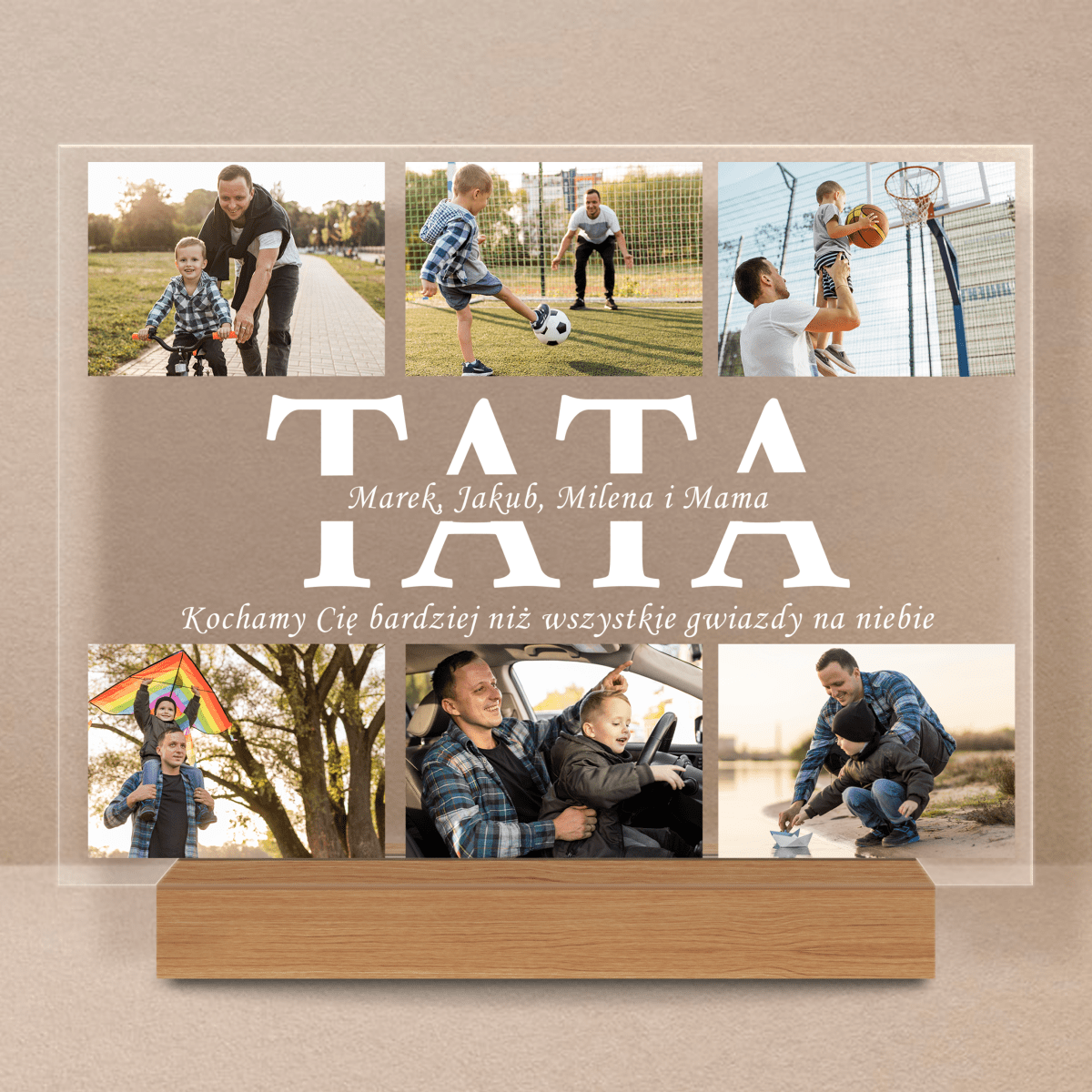Kochamy Cię, tato - Druk na szkle, spersonalizowany prezent dla taty - Adamell.pl
