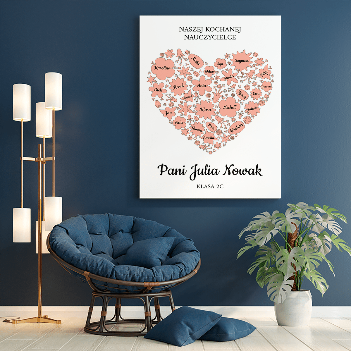 Kochanej nauczycielce - druk na płótnie, spersonalizowany prezent dla nauczyciela - Adamell.pl