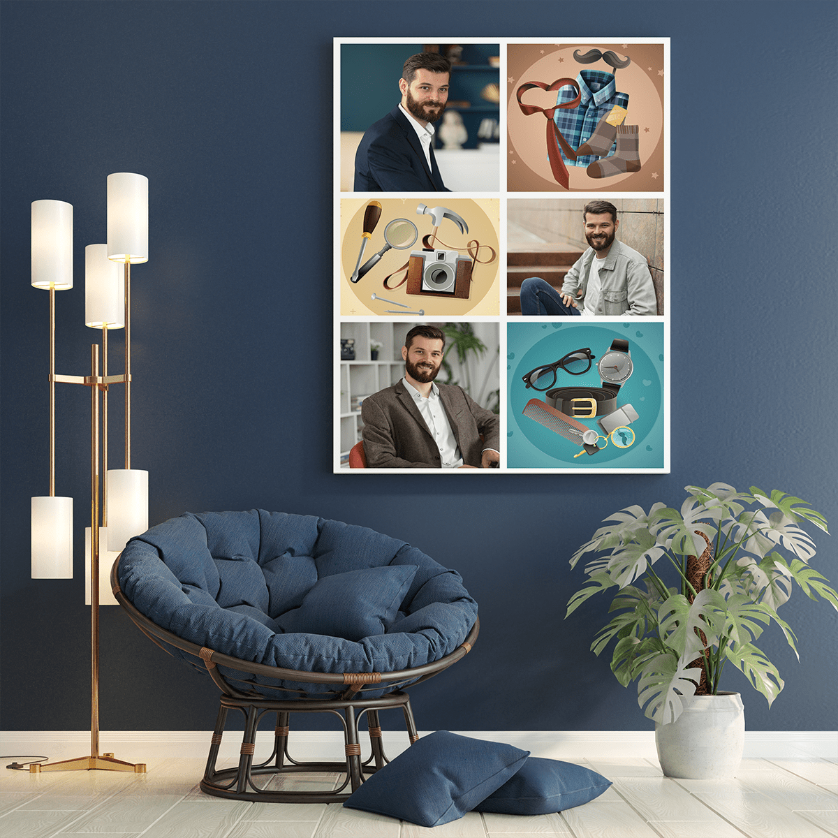 Kolaż 3 zdjęcia + grafiki - druk na płótnie, spersonalizowany prezent dla taty - Adamell.pl