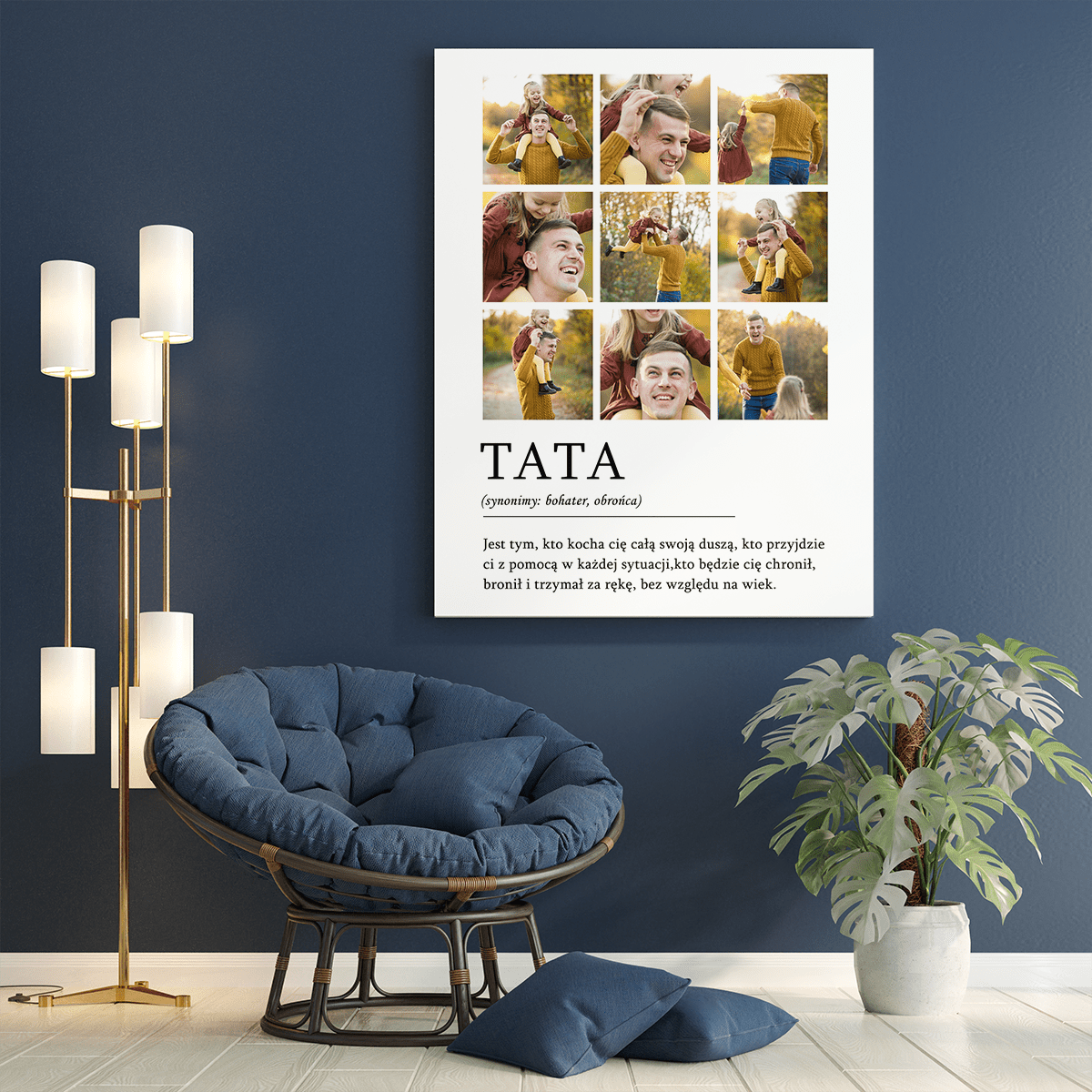 Kolaż 9 zdjęć dla taty - druk na płótnie, spersonalizowany prezent dla taty - Adamell.pl