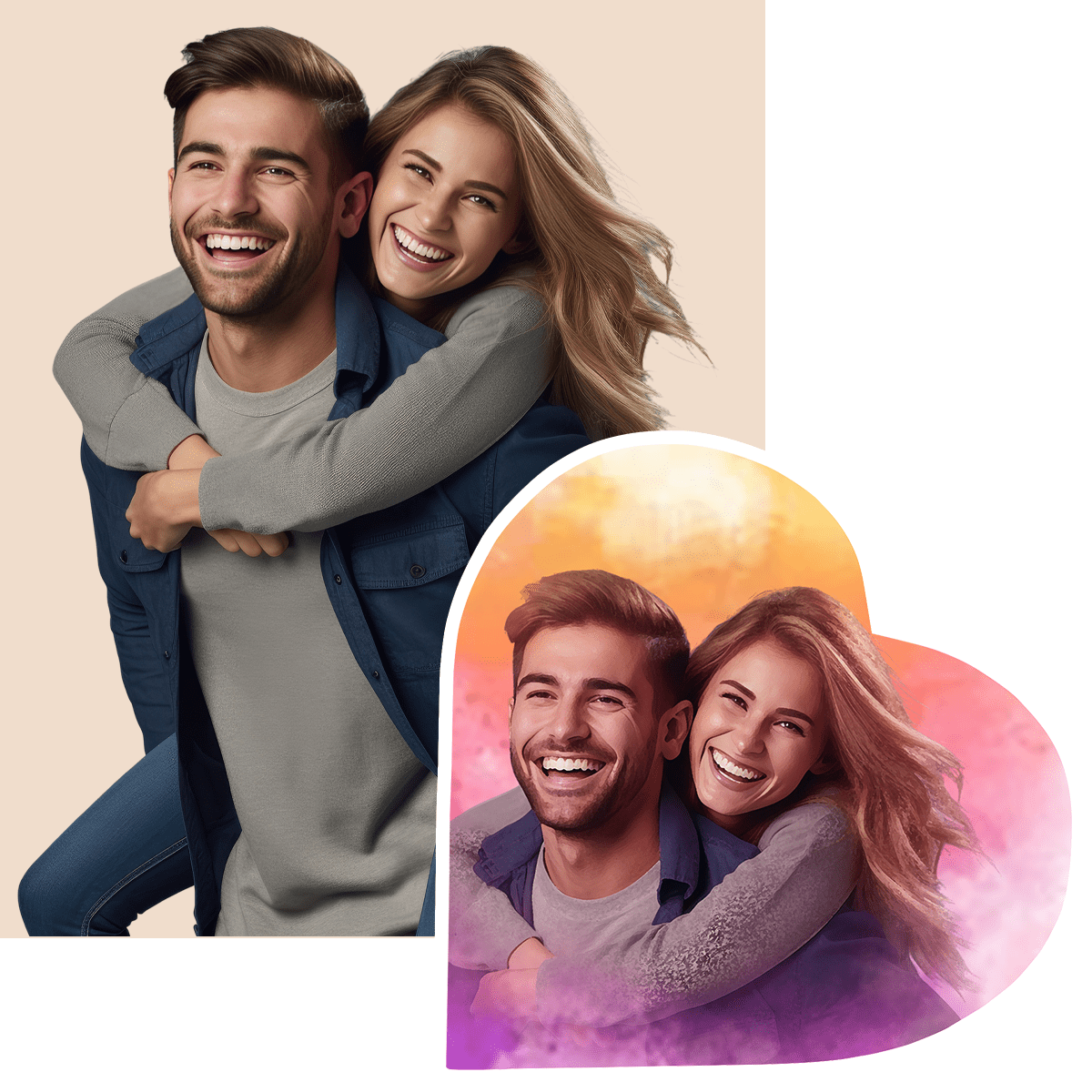 Kolorowe zdjęcie pary - Szklane serce, spersonalizowany prezent dla niej - Adamell.pl