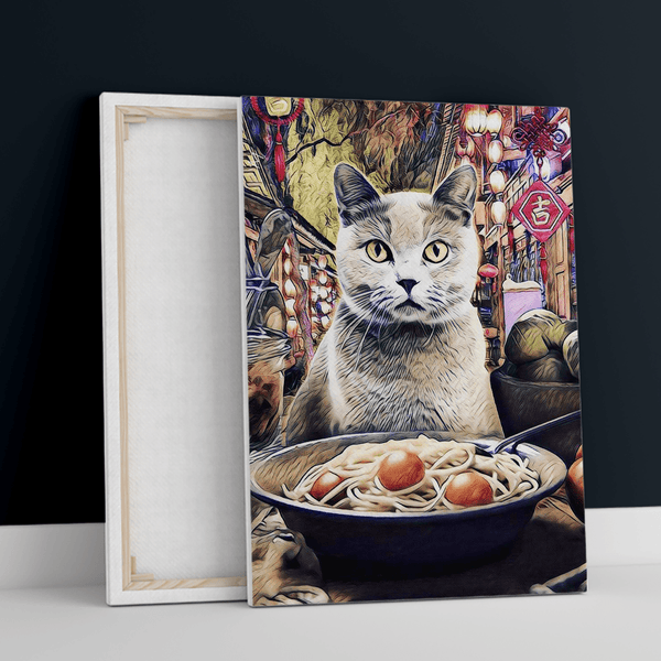 Kot w restauracji - druk na płótnie, spersonalizowany prezent - Adamell.pl