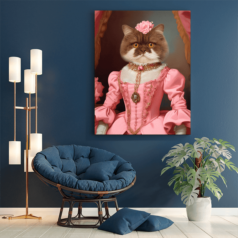 Kot w różowej sukni - druk na płótnie, spersonalizowany prezent - Adamell.pl
