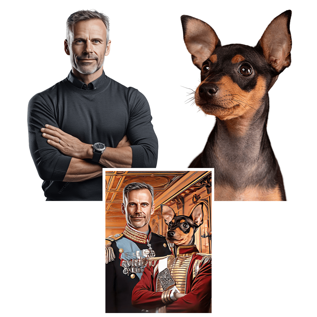 Królewski portret z pupilem - druk na płótnie, spersonalizowany prezent dla niego - Adamell.pl