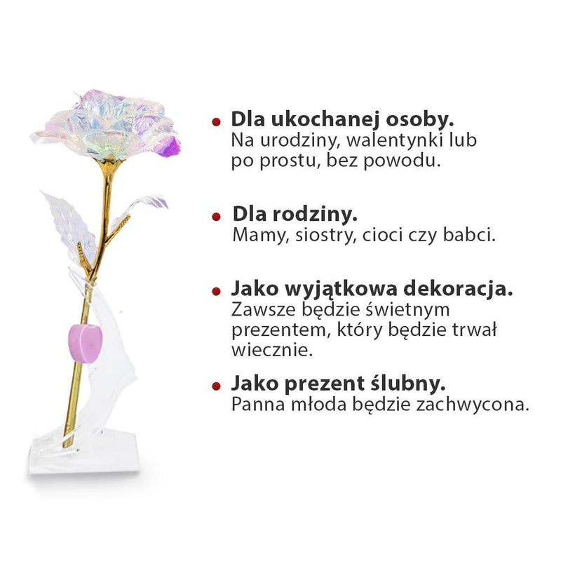 Kryształowa świecąca wieczna róża, Wyjatkowy pomysł na prezent dla dziewczyny, przyjaciółki, kobiety, najlepsze na walentynki, na 18 urodziny - Adamell.pl - Wyjątkowe Prezenty