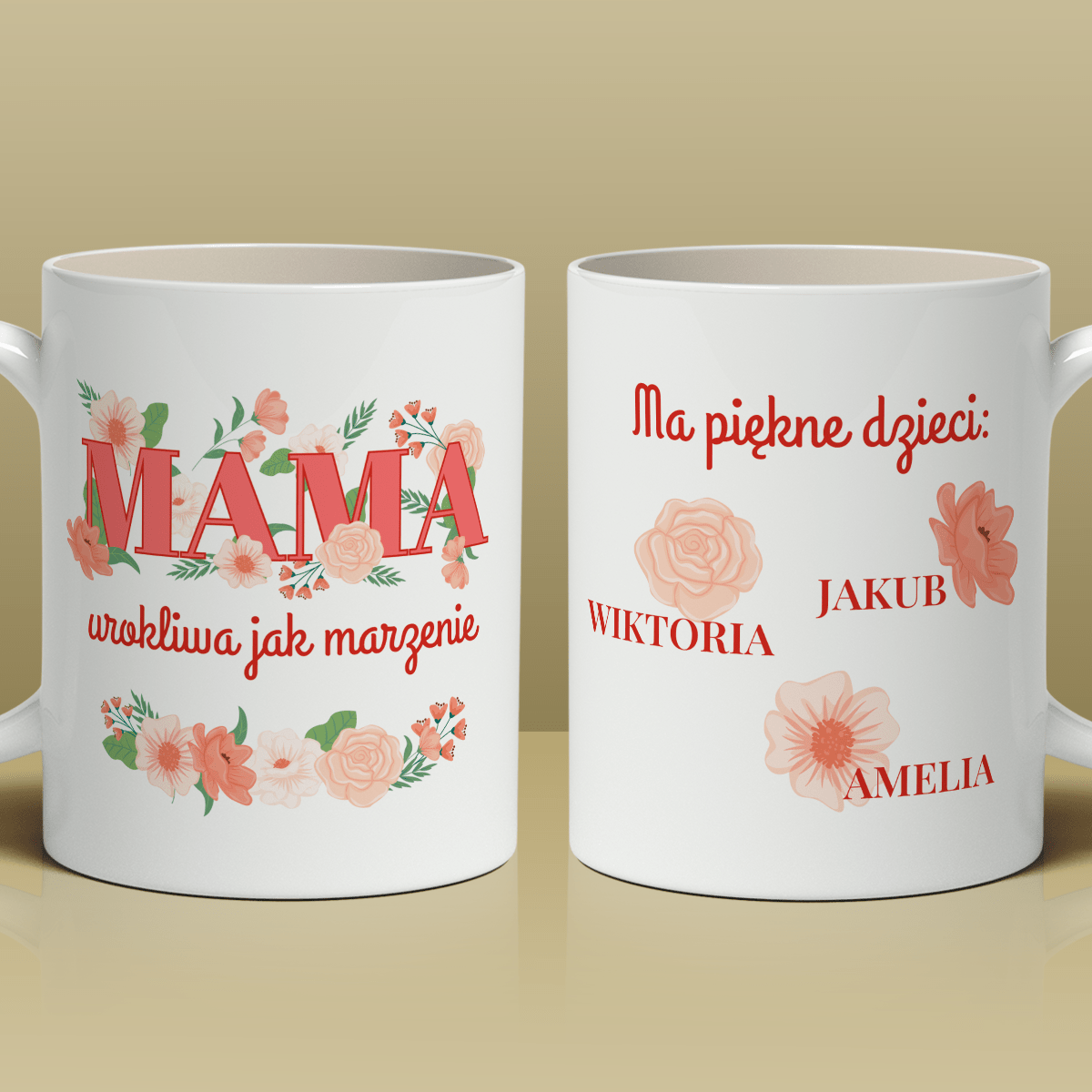 Mama i jej dzieci - 1x Kubek z nadrukiem, spersonalizowany prezent dla mamy - Adamell.pl
