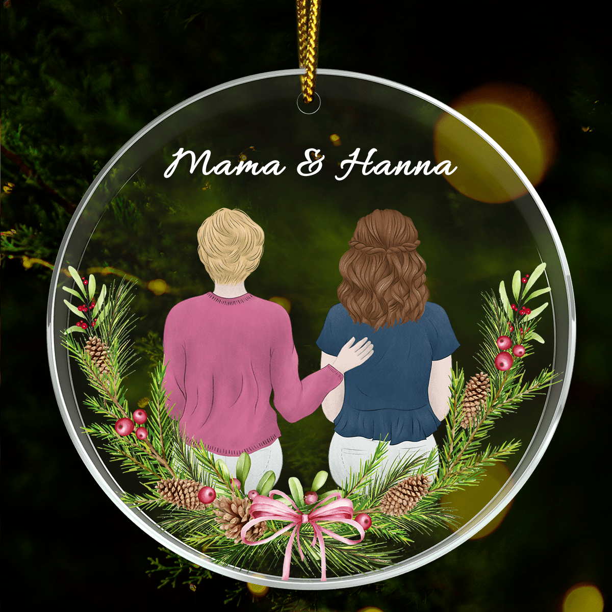 Mama z córką - bombka choinkowa, spersonalizowany prezent dla mamy - Adamell.pl