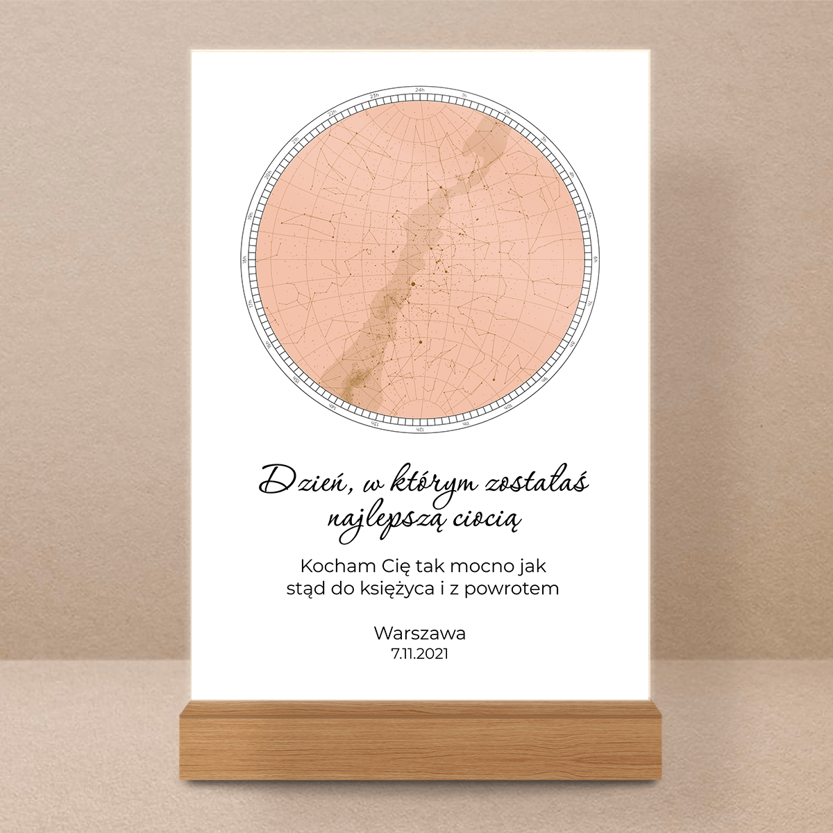 Mapa gwiazd dla cioci - Druk na szkle, spersonalizowany prezent dla cioci - Adamell.pl