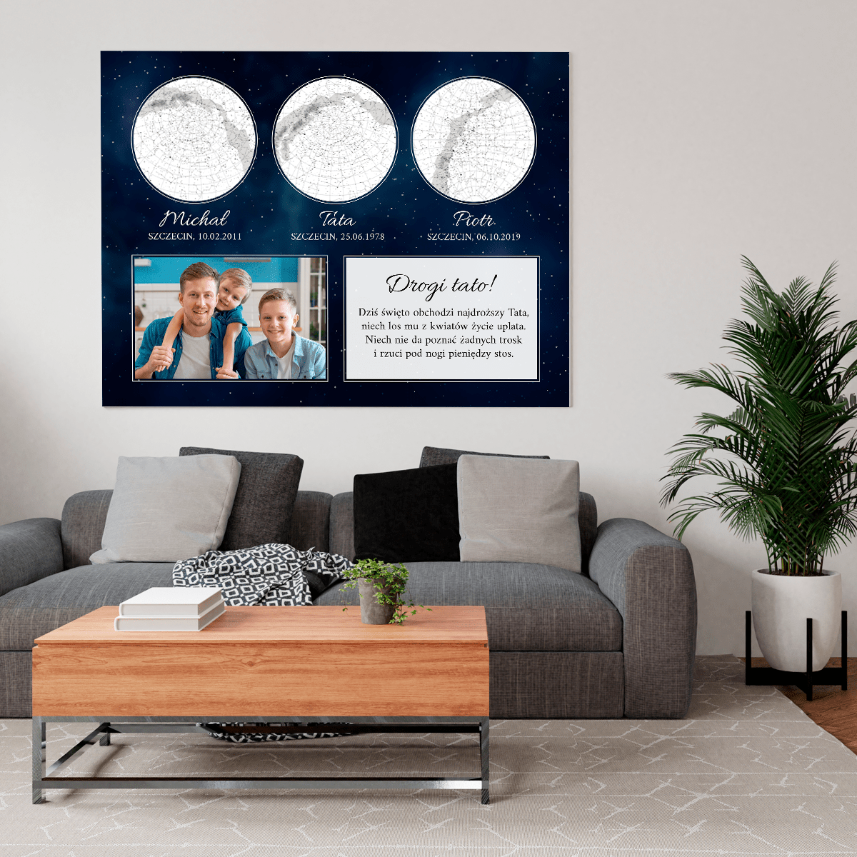 Mapa gwiazd dla taty - druk na płótnie, spersonalizowany prezent dla taty - Adamell.pl