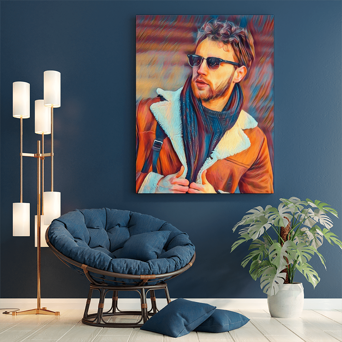 Mężczyzna portret olejny - druk na płótnie, spersonalizowany prezent dla chłopaka - Adamell.pl