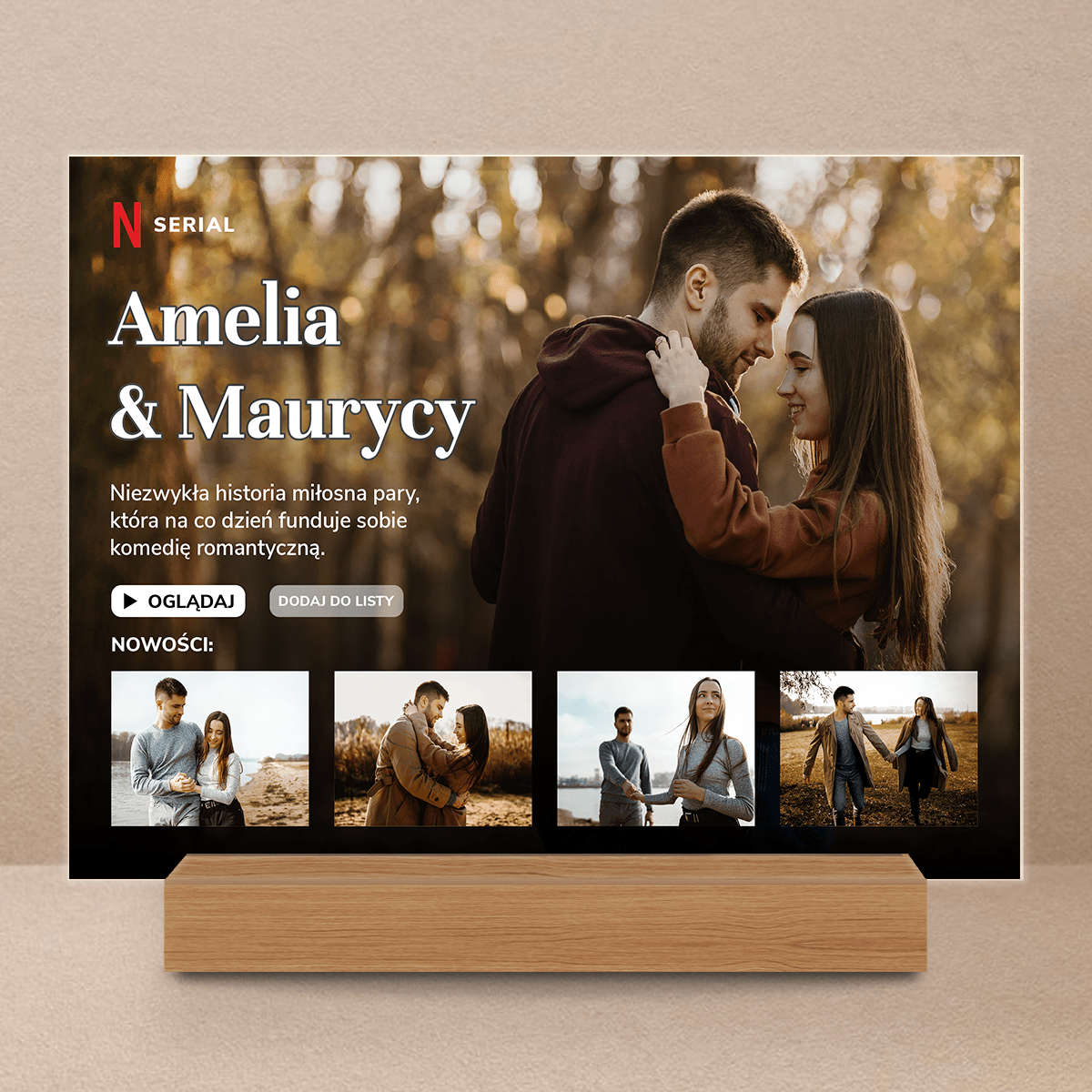 Miłosna historia - Druk na szkle, spersonalizowany prezent dla pary - Adamell.pl