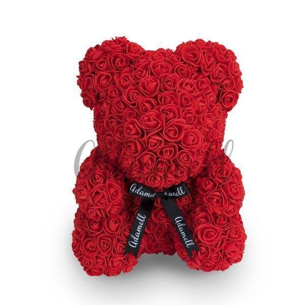 Miś z róż | Czerwony ze wstążką 40cm, Wyjatkowy pomysł na prezent dla dziewczyny, przyjaciółki, kobiety, najlepsze na walentynki, na 18 urodziny - Adamell.pl - Wyjątkowe Prezenty