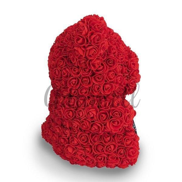 Miś z róż | Czerwony ze wstążką 40cm, Wyjatkowy pomysł na prezent dla dziewczyny, przyjaciółki, kobiety, najlepsze na walentynki, na 18 urodziny - Adamell.pl - Wyjątkowe Prezenty