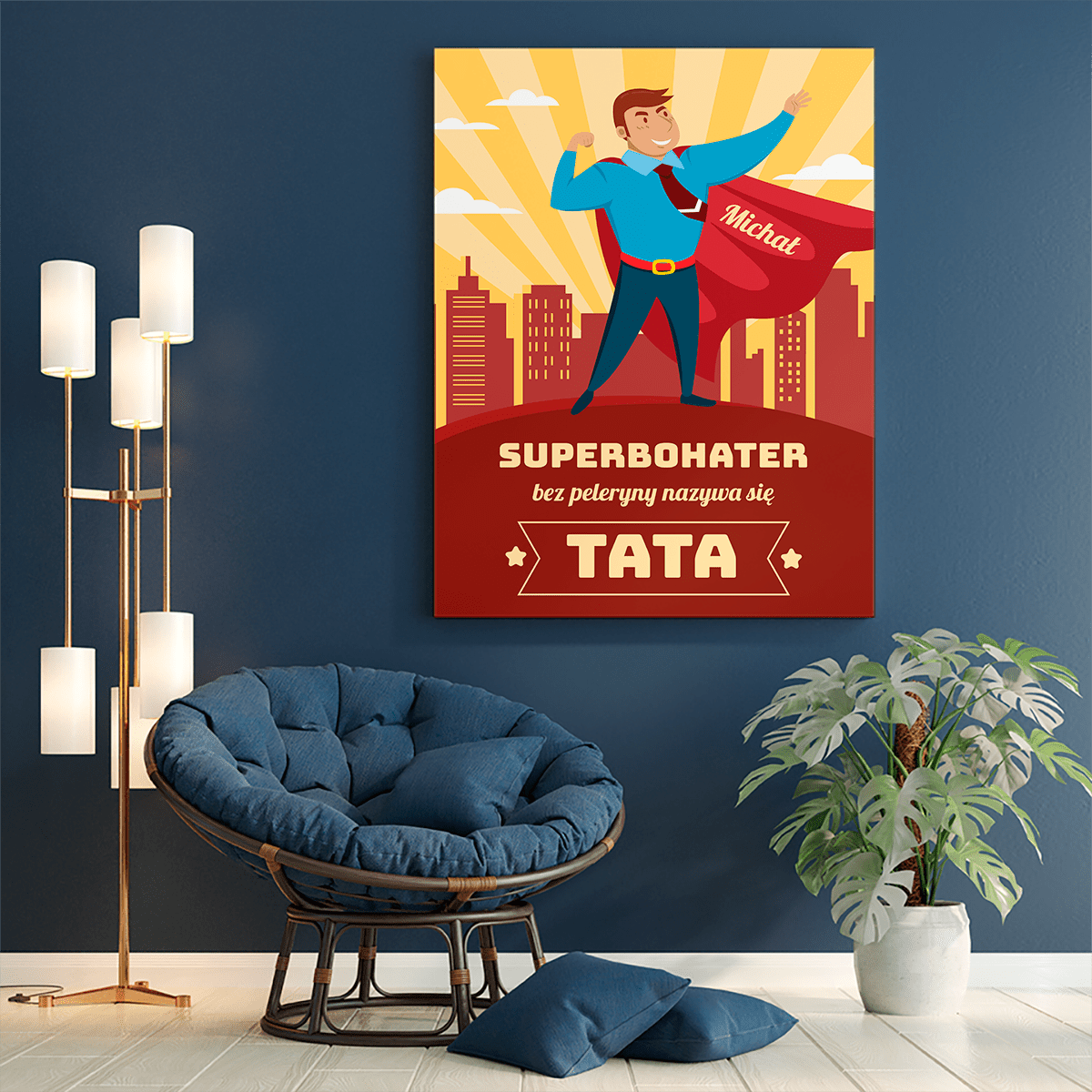 Mój tata superbohater - druk na płótnie, spersonalizowany prezent dla taty - Adamell.pl