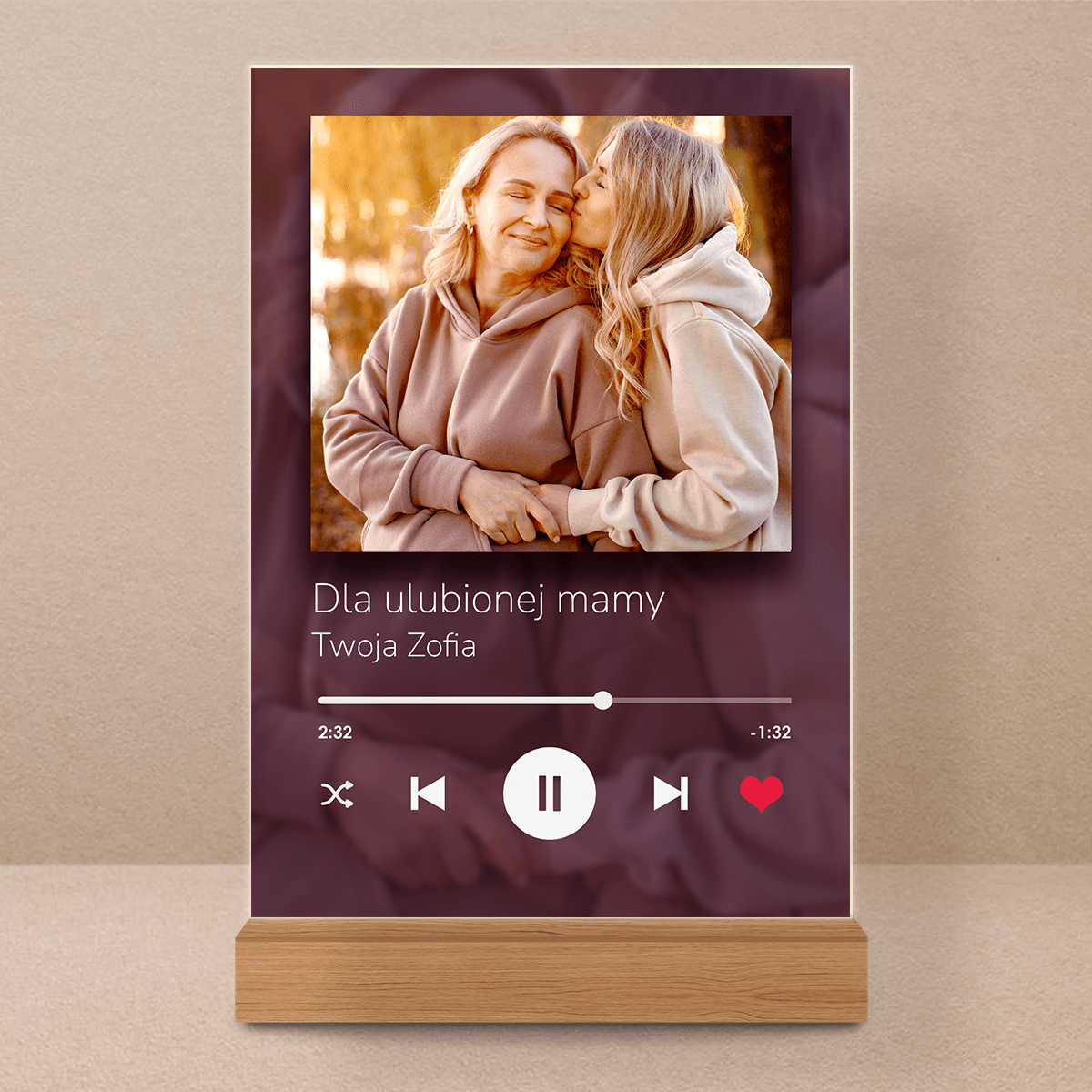 Moja mama Spotify - Druk na szkle, spersonalizowany prezent dla mamy - Adamell.pl