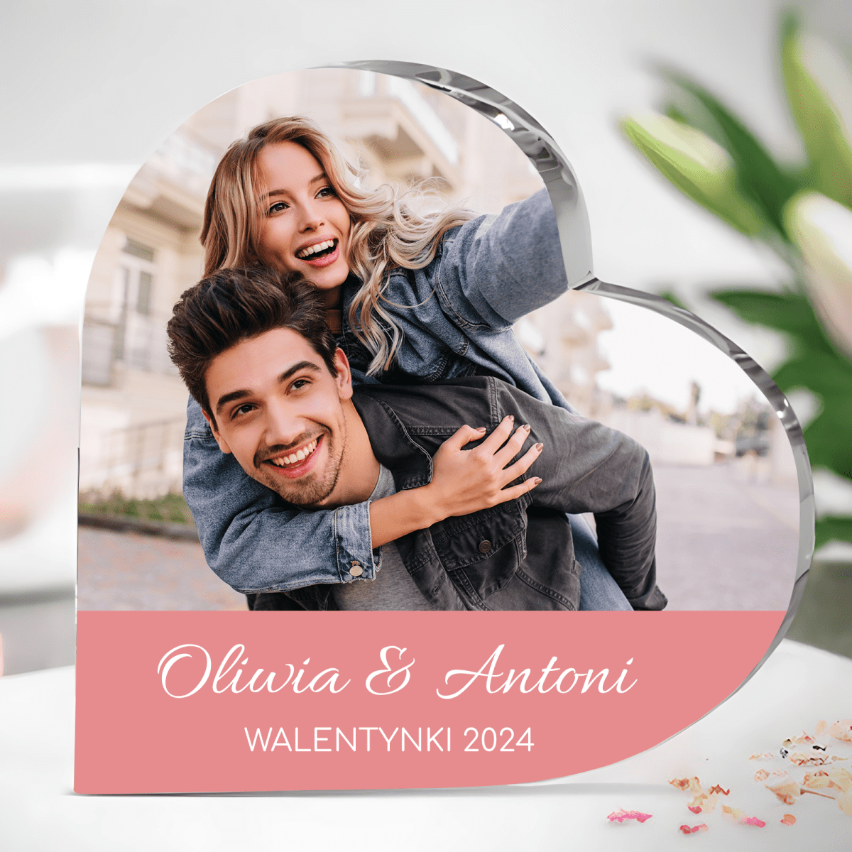 Moja Walentynko - Szklane serce, spersonalizowany prezent dla niej - Adamell.pl