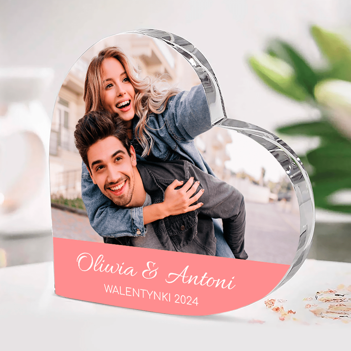 Moja Walentynko - Szklane serce, spersonalizowany prezent dla niej - Adamell.pl