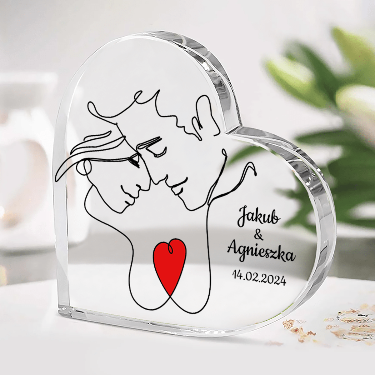 Moje serce - Szklane serce, spersonalizowany prezent dla pary - Adamell.pl