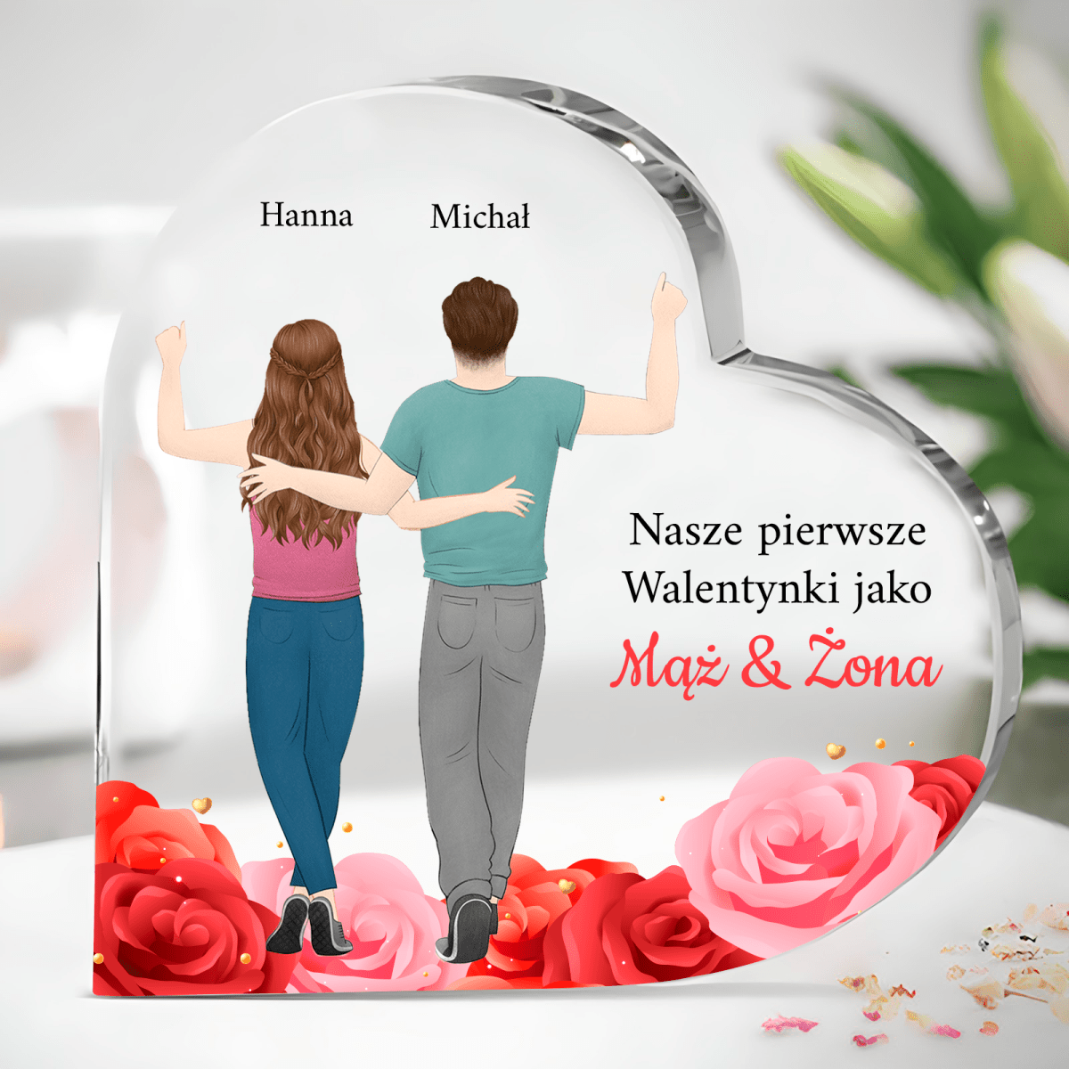 My jako małżonkowie - Szklane serce, spersonalizowany prezent dla pary - Adamell.pl
