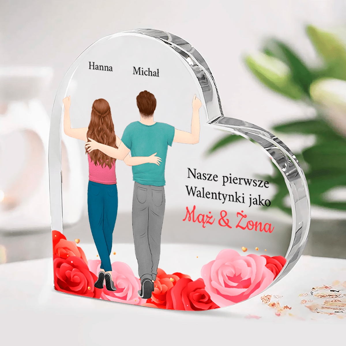 My jako małżonkowie - Szklane serce, spersonalizowany prezent dla pary - Adamell.pl