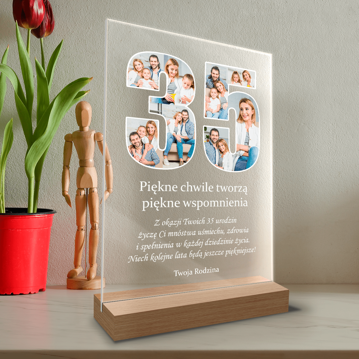 Na 35. urodziny - Druk na szkle, spersonalizowany prezent dla przyjaciółki - Adamell.pl
