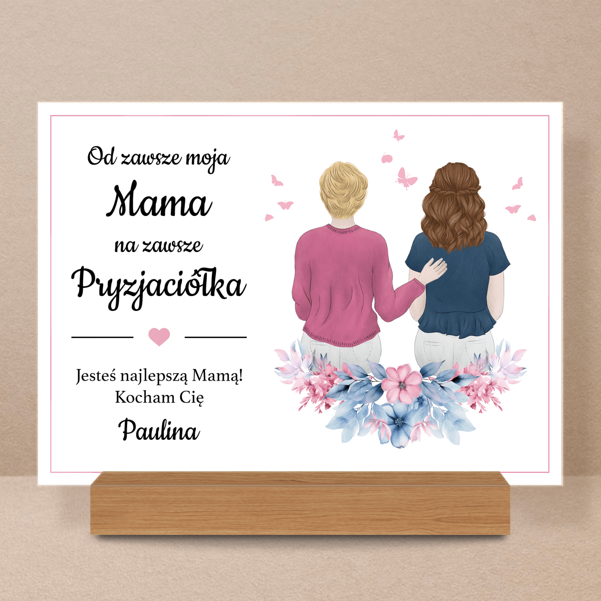 Na zawsze przyjaciółka - Druk na szkle, spersonalizowany prezent dla mamy - Adamell.pl