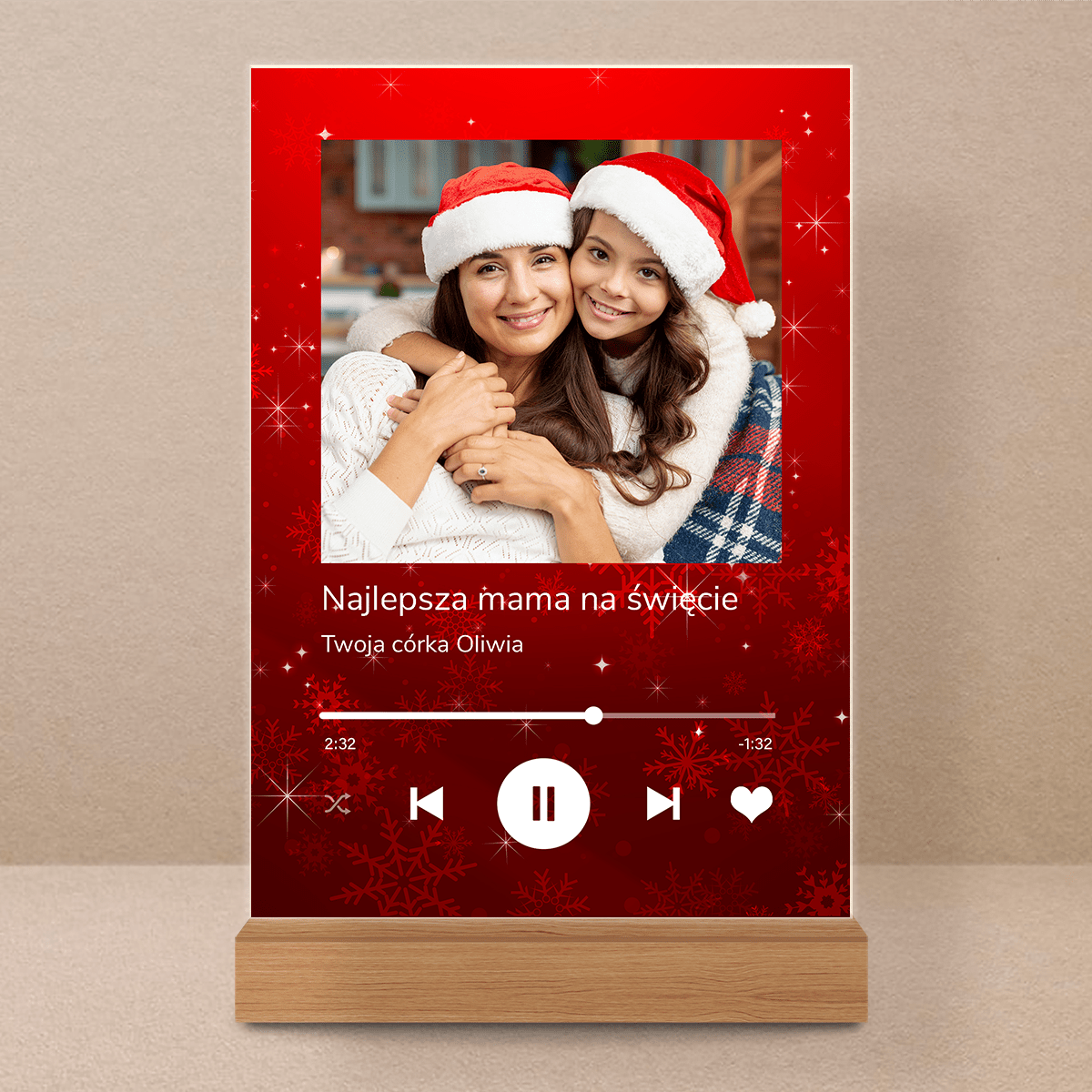 Najlepsze życzenia świąteczne - Druk na szkle, spersonalizowany prezent dla mamy - Adamell.pl