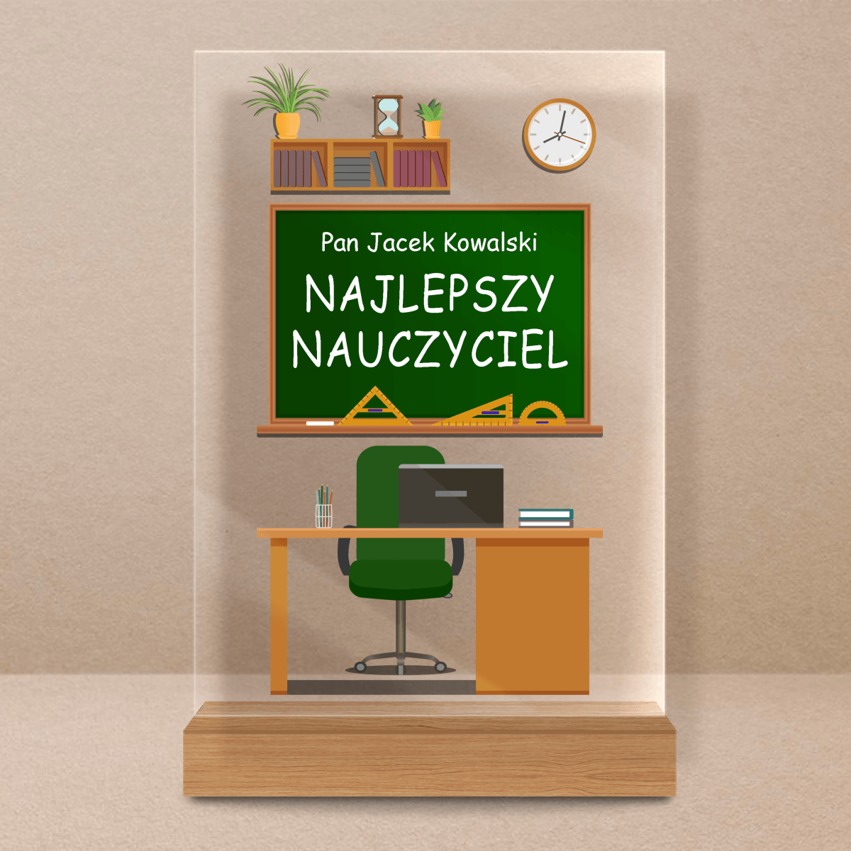 Najlepszy nauczyciel - Druk na szkle, spersonalizowany prezent dla nauczyciela - Adamell.pl - Wyjątkowe Prezenty