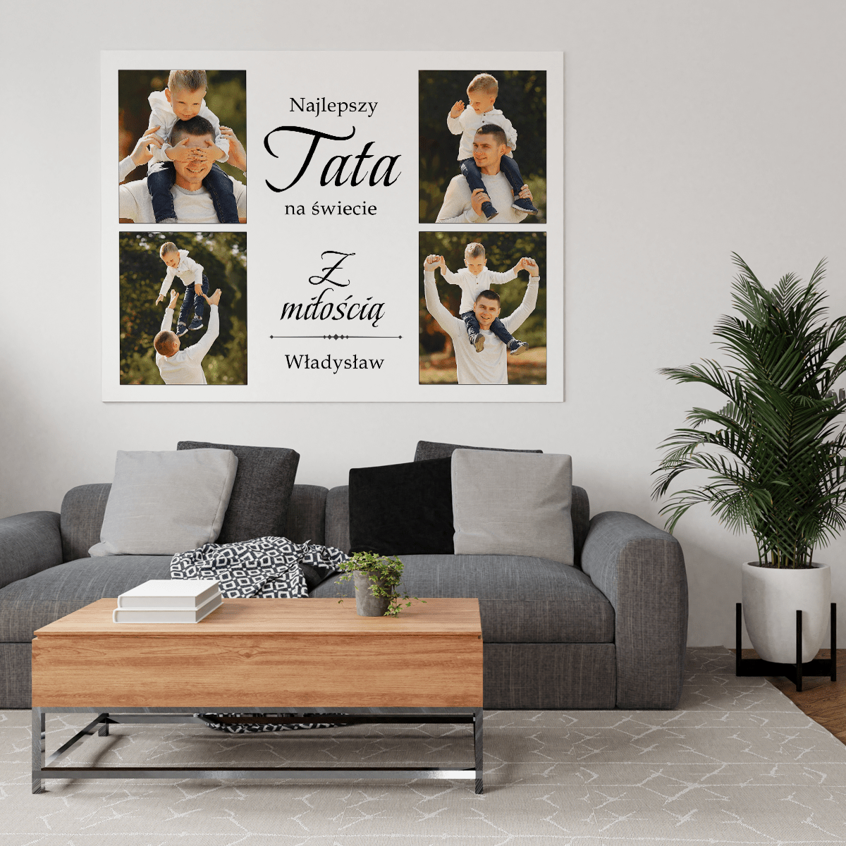 Najlepszy tata kolaż 4 zdjęcia - druk na płótnie, spersonalizowany prezent dla taty - Adamell.pl