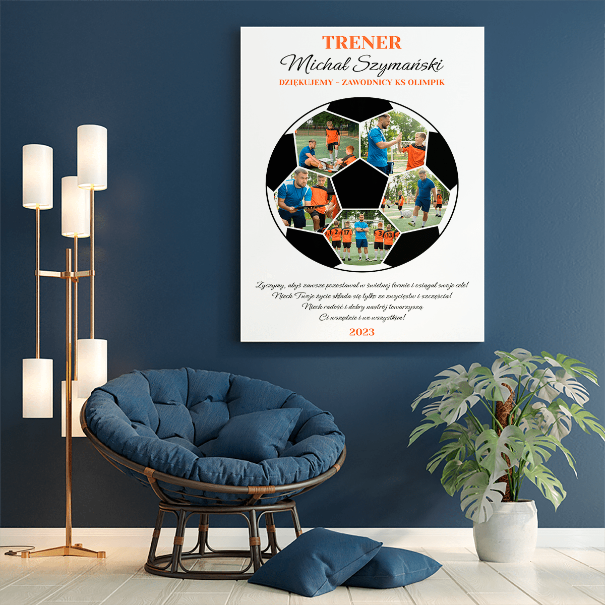 Najlepszy trener - druk na płótnie, spersonalizowany prezent dla trenera - Adamell.pl