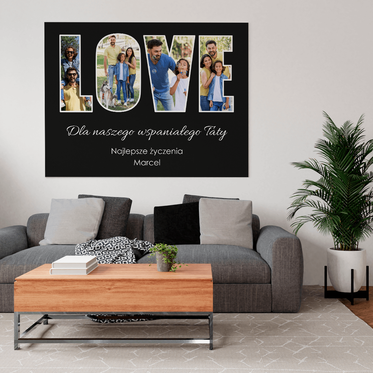 Napis ze zdjęć Love - druk na płótnie, spersonalizowany prezent dla taty - Adamell.pl