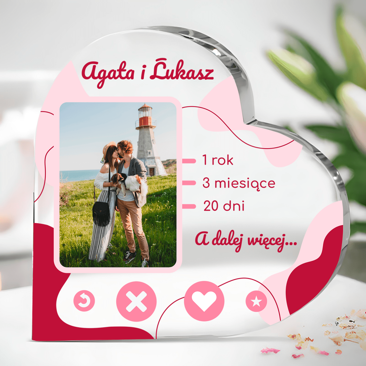 Nasz czas - Szklane serce, spersonalizowany prezent dla niego - Adamell.pl