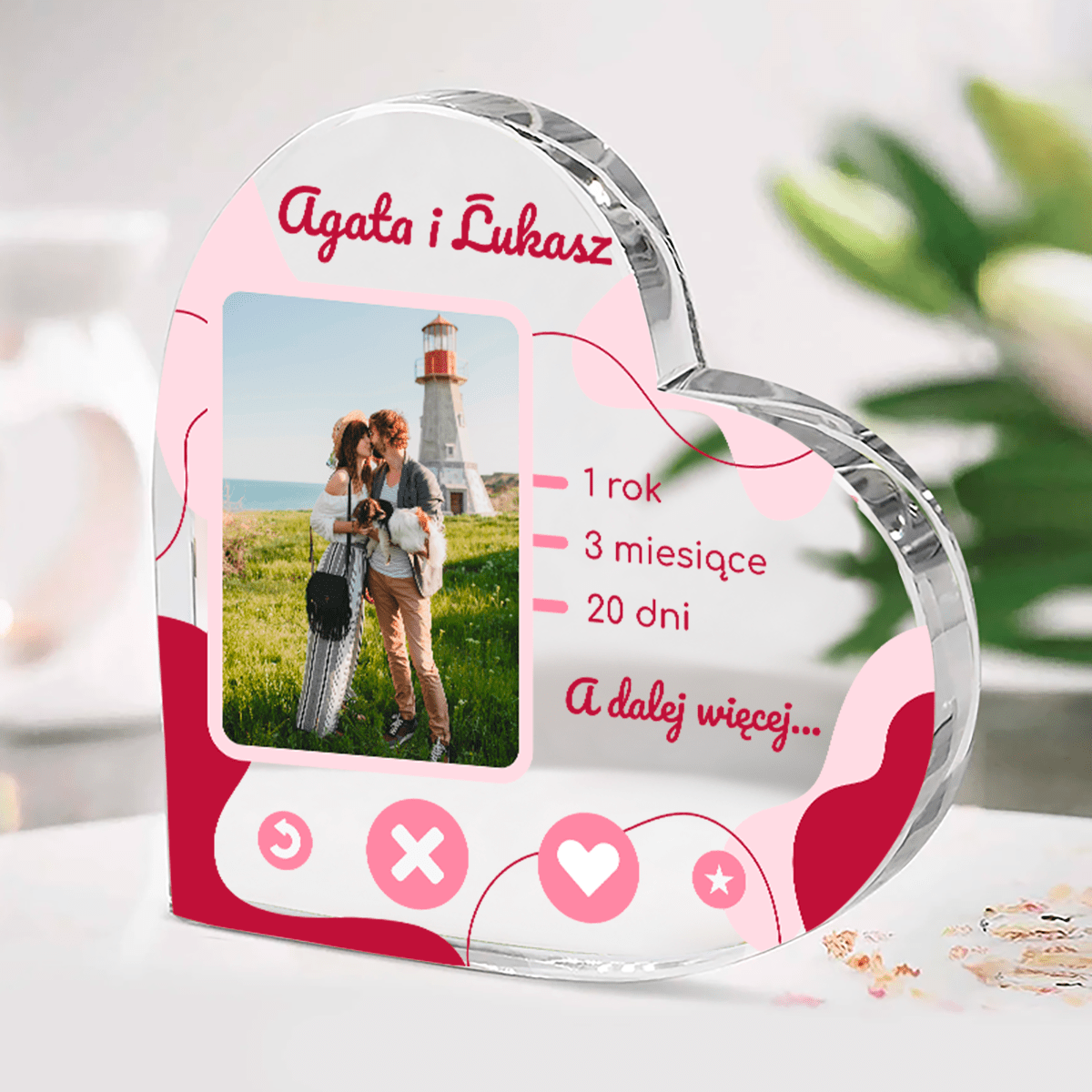 Nasz czas - Szklane serce, spersonalizowany prezent dla niego - Adamell.pl