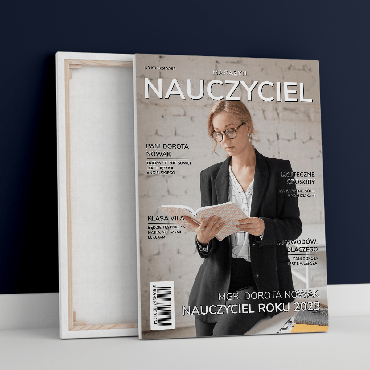 Nauczyciel roku - druk na płótnie, spersonalizowany prezent dla nauczyciela - Adamell.pl
