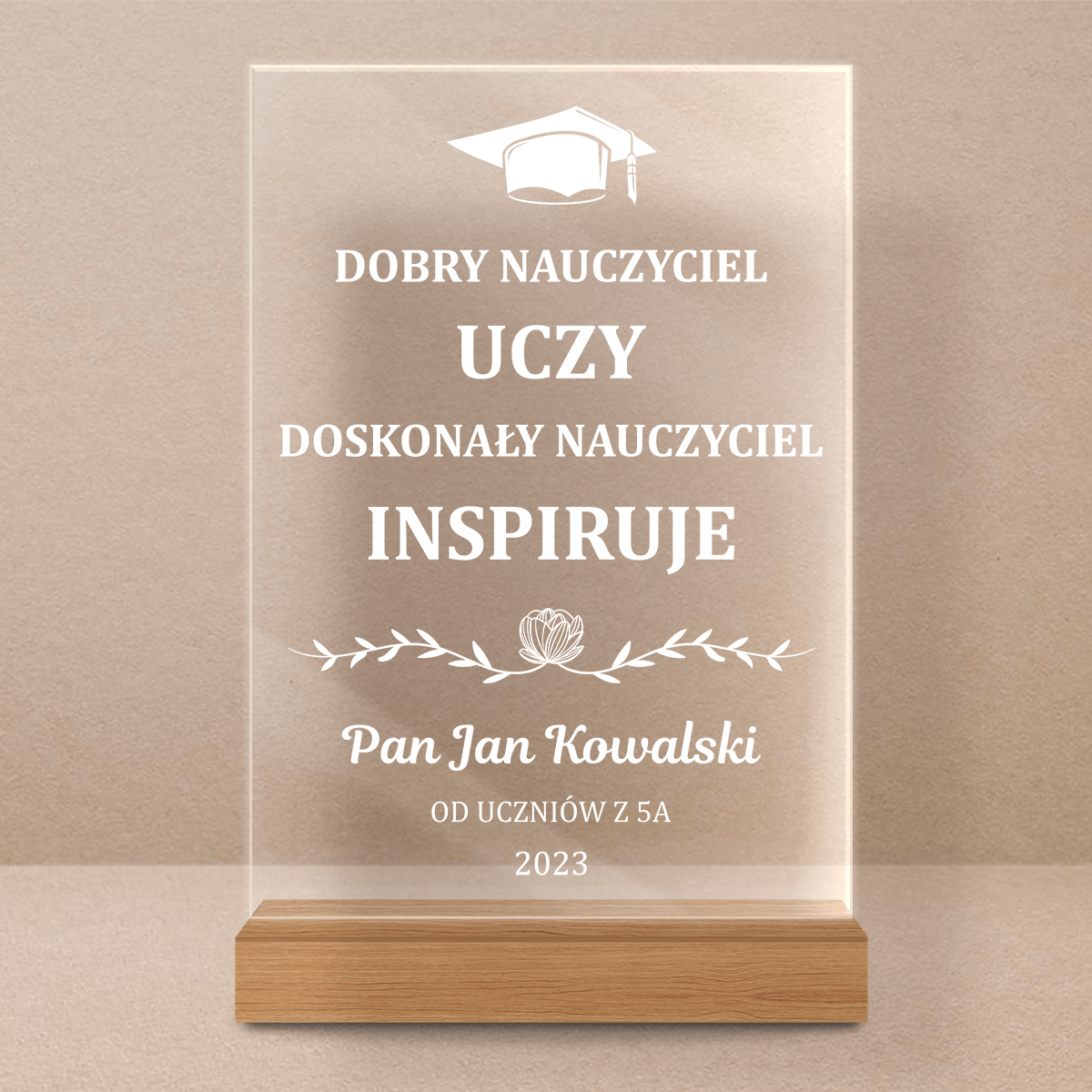 Pamiątka dla nauczyciela - Druk na szkle, spersonalizowany prezent dla nauczyciela - Adamell.pl