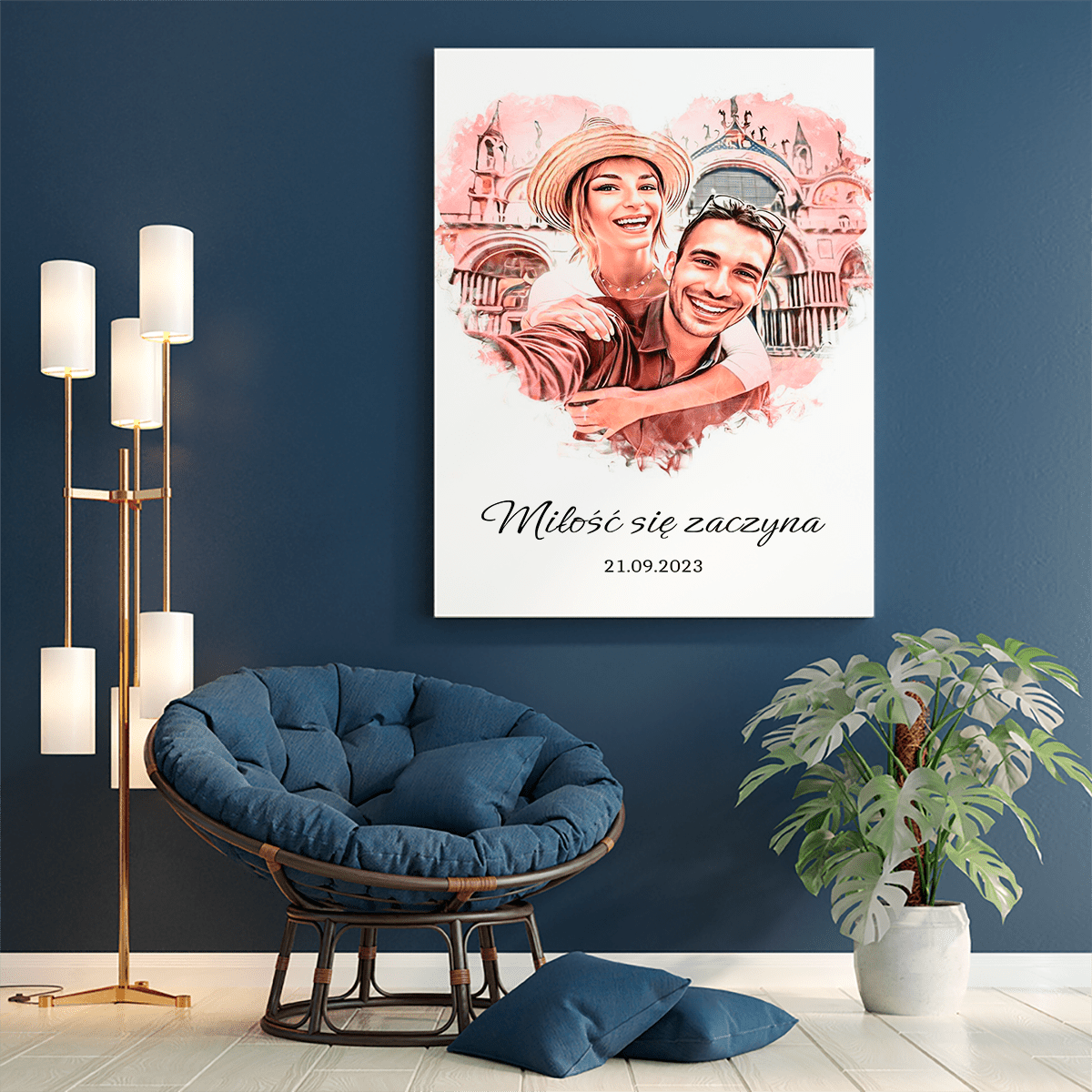 Pamiątka zakochanych - druk na płótnie, spersonalizowany prezent dla pary - Adamell.pl