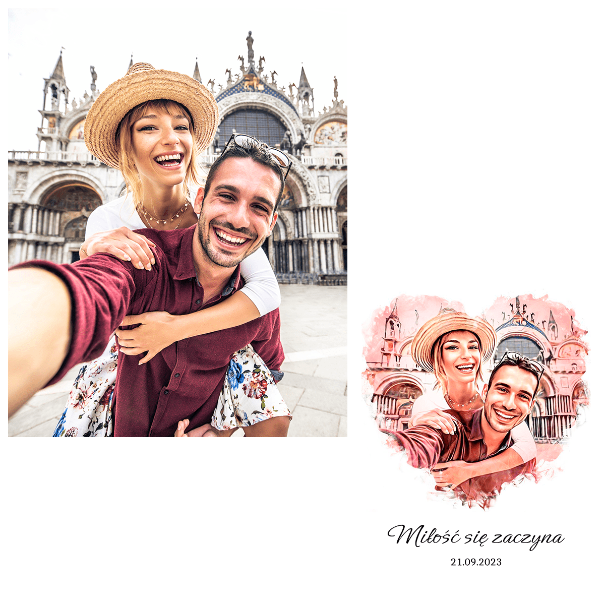 Pamiątka zakochanych - druk na płótnie, spersonalizowany prezent dla pary - Adamell.pl